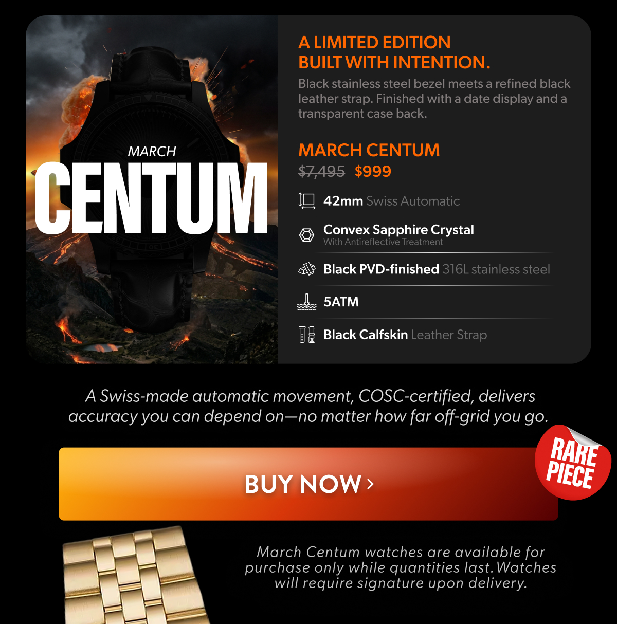 NOT ALL WATCHES ARE MADE Some feel... forged. This one carries the energy of something born under pressure-sharp, bold, and impossible to ignore. Each watch is genuinely made by hand in Switzerland $7,495 - $999 FOR MEMBERS. DON'T WAIT