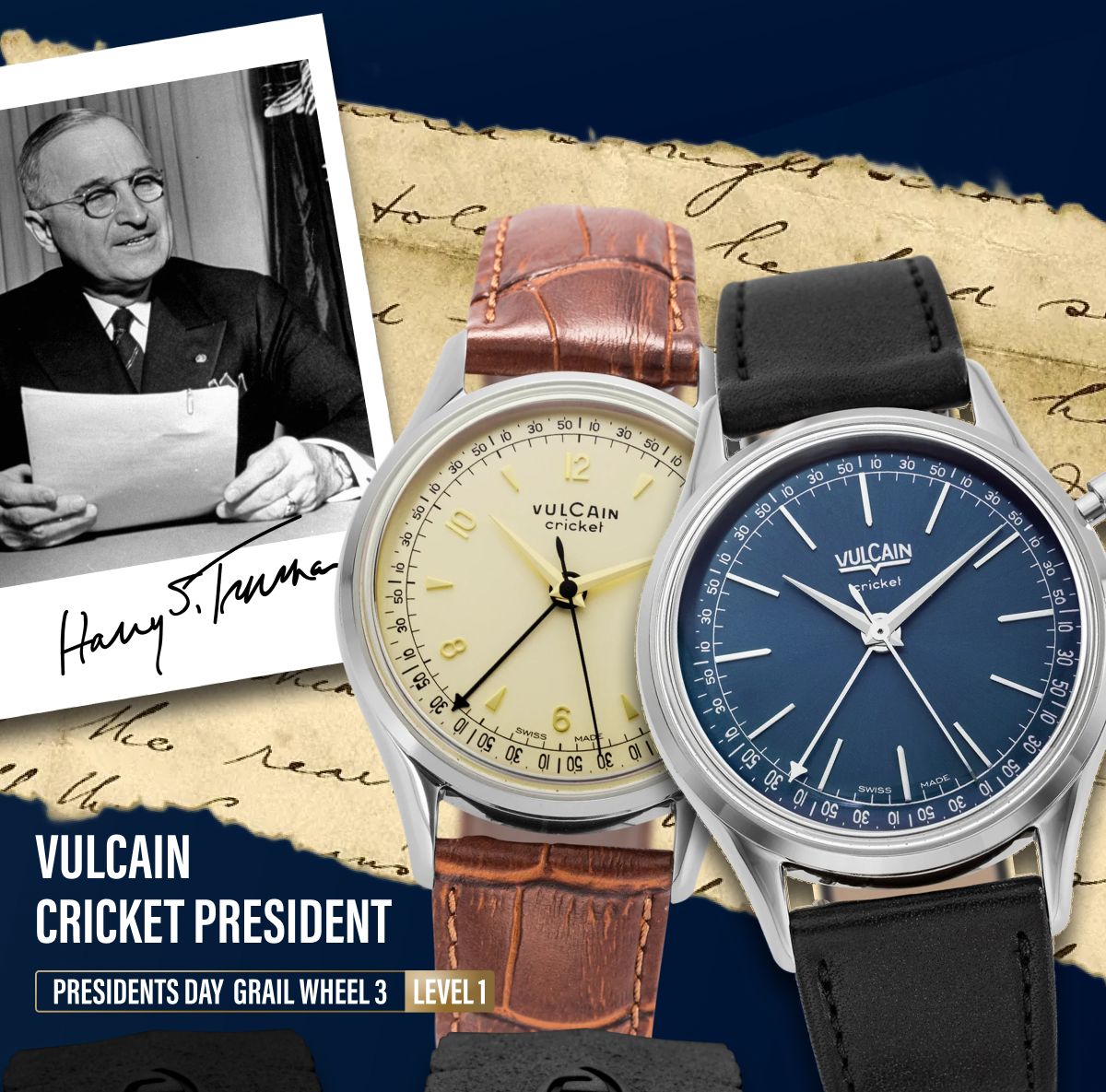 Owned by more presidents than any other watch! President Harry S. Truman was the first to wear this - Vulcain Cricket President