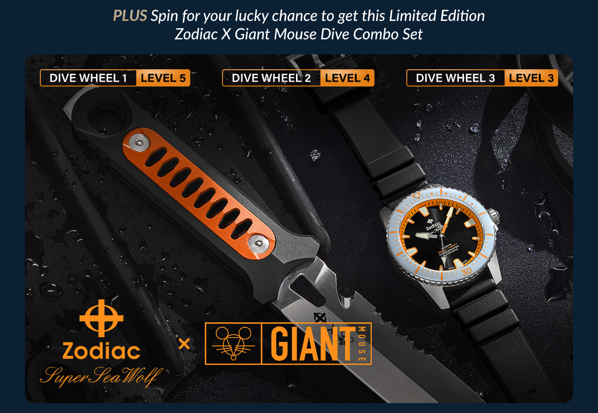 PLUS One spinner wins a limited editions Zodiac X Giant Mouse Dive Combo Set.