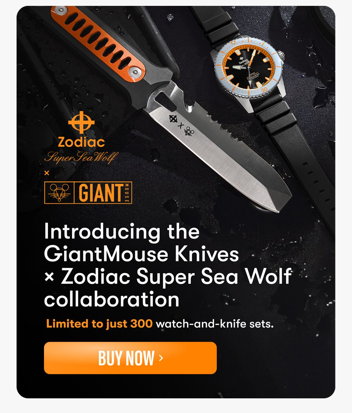 Introducing the GiantMouse Knives × Zodiac Super Sea Wolf collaboration Limited to just 300 watch-and-knife sets.